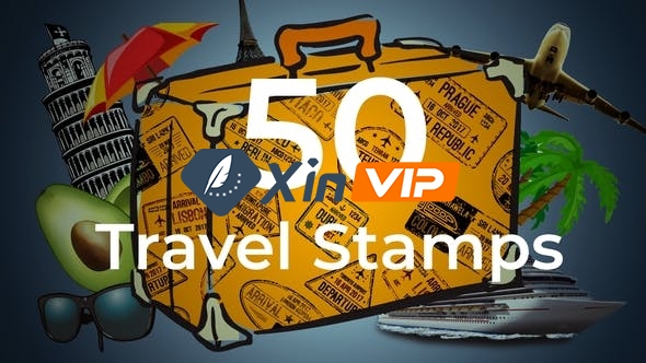 AE模板-50个旅行文字标题标签图章动画 50 Travel Stamps插图