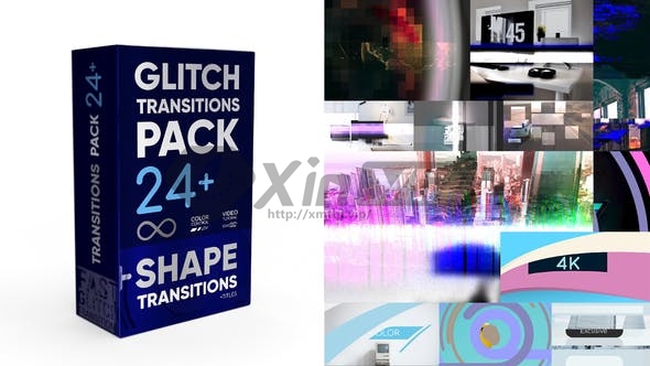 FCPX插件-24个故障干扰毛刺马赛克像素损坏转场效果 Glitch Transitions Pack FCPX插件-第1张